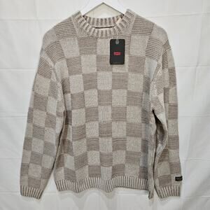 Levi's Beige Checkered Men's Sweater Relaxed Fit Small